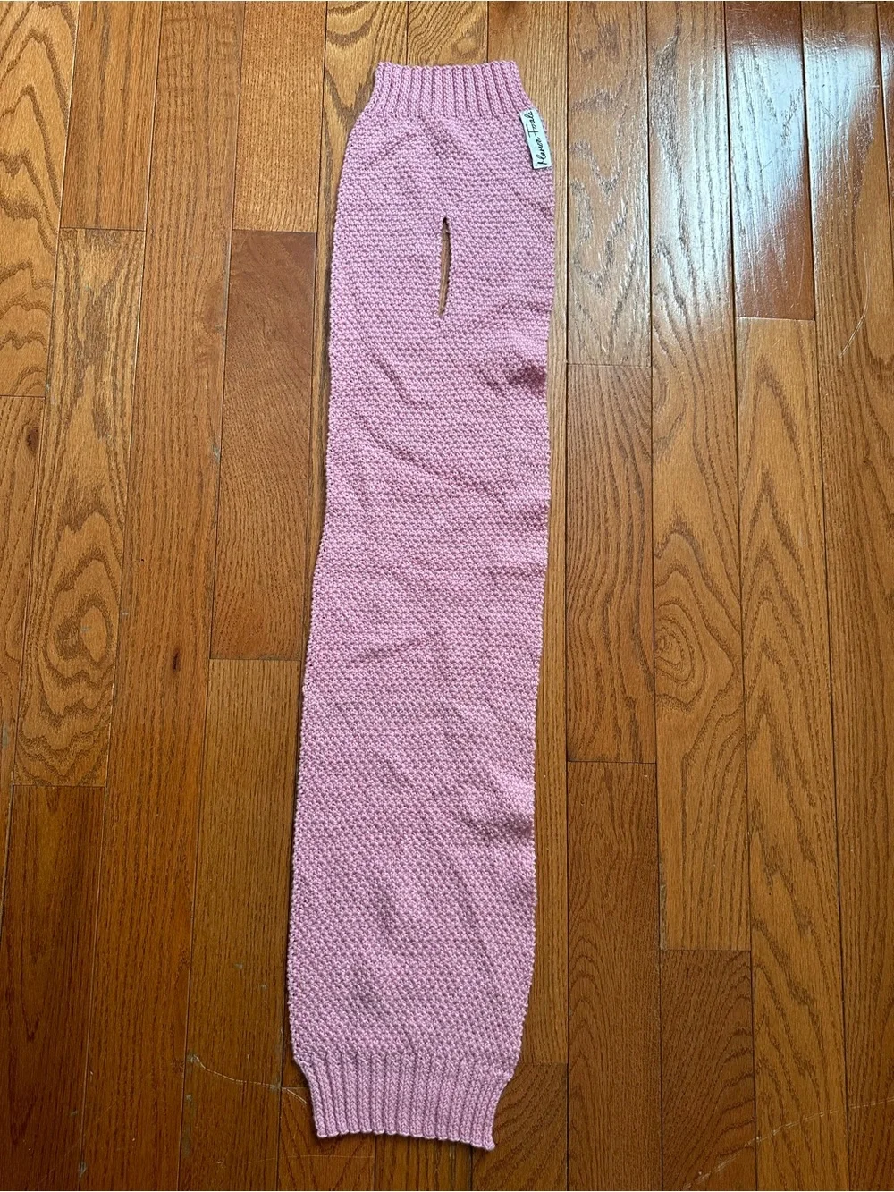 Marion Foale 100% Wool Pink Knit Scarf Made in England Textured Winter Wrap